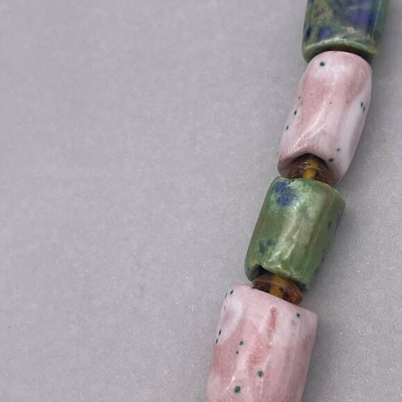 925 Sterling Grapes Pendant Ceramic Beads Necklace - Picture 5 of 8